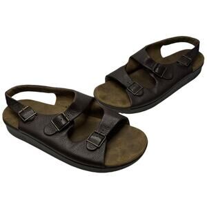 SAS Men's 15 W Bravo Brown Leather Buckle Heel Strap Tripad Comfort Sandles USA